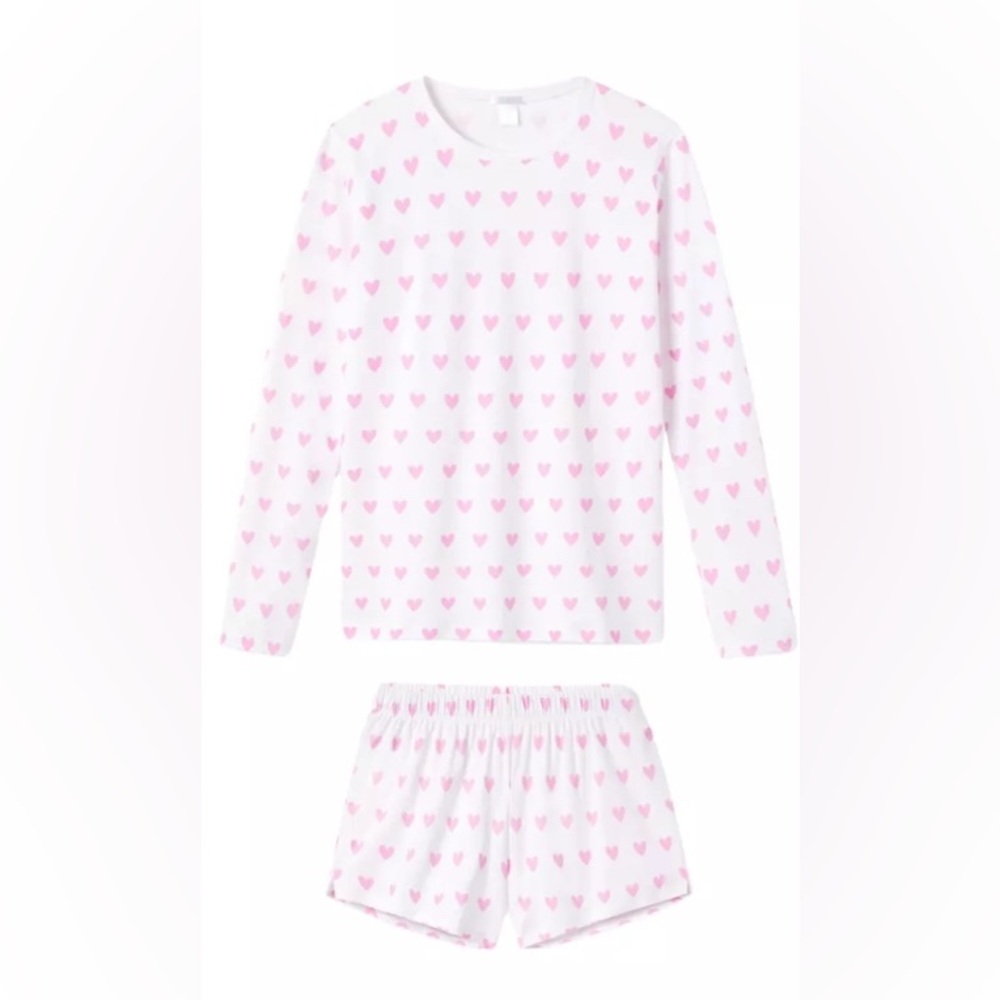 LAKE pajamas Pink Heart-Print Pajama Set - Long Sleeve Top